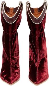 Женские ботильоны на высоком каблуке с зауженным носком, элегантные ботинки с каблуком-стилет, короткие классические бархатные ботинки для вечеринок, удобные праздничные ботинки для осени и зимы Generic, Red