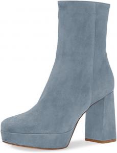 Женские ботильоны Miss Left с закрытым квадратным носком, высокой массивной подошвой, боковой молнией, платформой, для осени, вечерние туфли, размеры 4-16 US