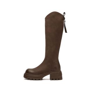 Женские сапоги DAPHNE высокие на блочном каблуке, коричневый