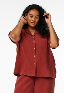 Блуза Zizzi Button-down blouse, Smoked /Red
