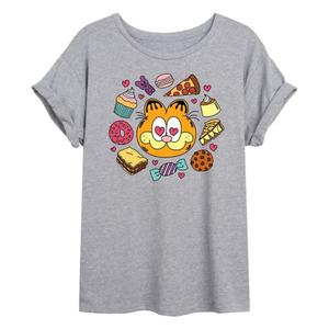 Футболка Juniors Garfield Hearts с изображением еды большого размера Licensed Character, серый
