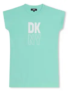 Платье из органического хлопка с логотипом Dkny Kids, зеленый