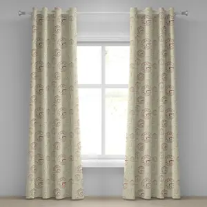 Штора с люверсами ABAKUHAUS, винтажные часы с римскими цифрами, рисунок на старинном машинном часах, декоративные двухпанельные шторы, 280 см x 175 см, бледно-желто-пурпурный цвет