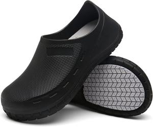 Мужские туфли повара, противоскользящие, водонепроницаемые, мужские сабо, удобная обувь для медсестры, садовника, для работы в помещении и на улице, для кухни, офиса, пляжа Jswei, черный