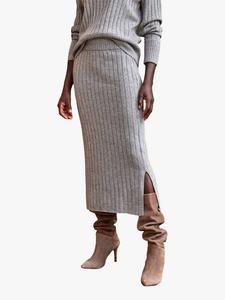 Рельефная юбка из шерсти Pure Collection, Grey Marl