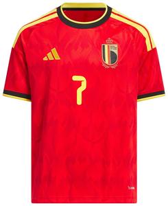 Домашняя футболка Adidas сборной Бельгии №26 «Де Брюйне» в красно-золотой расцветке