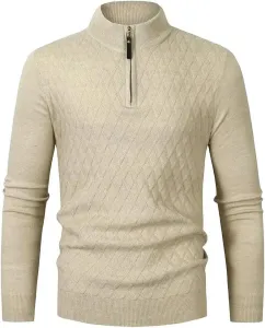 Мужской свитер с воротником стойкой на молнии