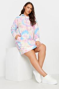 Платье худи с принтом тай дай Yours Curve, розовый