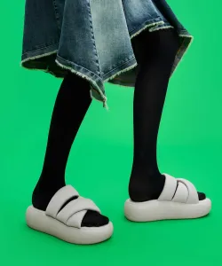 Сандалии на платформе с ремешками из эластичной ткани Charles & Keith, цвет Beige