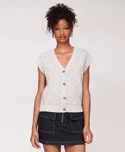 Женский жилет с косами и застежкой на пуговицы спереди Avec Les Filles, серый