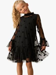 Детское платье с принтом в виде сердечек и длинными рукавами Angel & Rocket