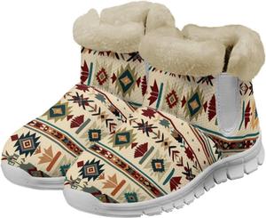 Женские зимние сапоги Howilath Fuzzy Snow с флисом, теплые снежные ботинки с поролоном с эффектом памяти, Aztec African Tribal