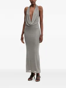 Макси-платье на шее-халтер Bardot, серый