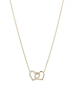Серебряное ожерелье с двумя сердцами 16 дюймов + удлинитель 2 дюйма Eliot Danori, gold