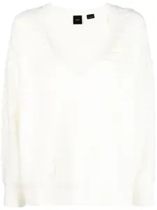 Джемпер с V-образным вырезом и логотипом PINKO, белый