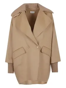 Двубортное пальто с ребристым воротником P.A.R.O.S.H., нейтральный