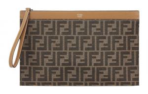 FENDI Клатч из коровьей кожи средний размер мужской коричневый