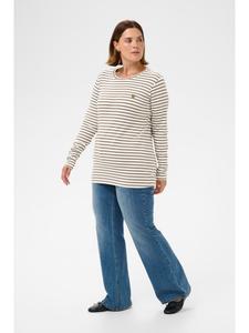 KAFFE curve Футболка с длинными рукавами KClia, стандартный крой, цвет Chalk/Morel - Green Heart