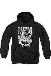 Батмен: худи с капюшоном для подростков в металлическом стиле Gildan, черный