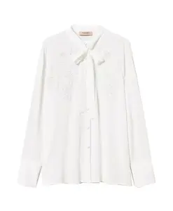 Вышитая вискозная блузка Twinset, белый