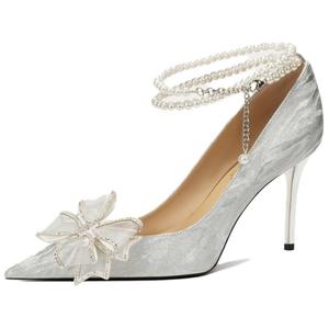 Туфли на тонком каблуке высотой 8 см, женские, серебристые RoseDoris, Silver