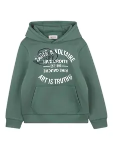 Худи с графичным принтом Zadig & Voltaire Kids, зеленый
