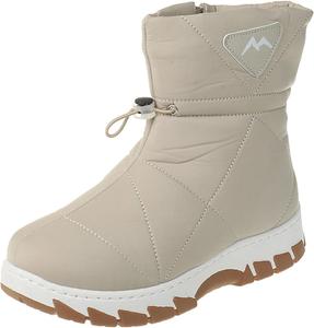Женские зимние ботинки с мехом, с отделкой на рабочей подошве против скольжения, западного стиля, замшевые, на молнии, с флисовой подкладкой, прогулочные обувь для женщин Generic, #D08-Beige