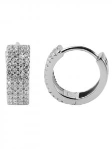 Adeliás Женские серьги - серьги-кольца на шарнире в форме сердца из серебра 925 пробы с кубическим цирконием в серебряной оправе