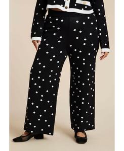 Женские брюки больших размеров в горошек с интарсией ELOQUII, Twin dots black