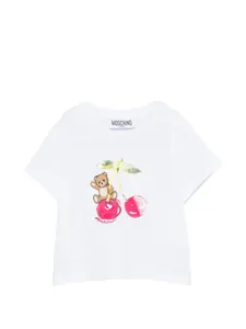 Футболка с короткими рукавами и принтом Moschino Kids, белый