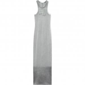 Платье макси с логотипом Ombré Alexander Wang, светло-серый