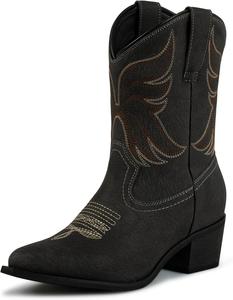 Женские черные ковбойские ботинки J's.o.l.e с короткой голенью, женские вестерн-башмаки с носком типа «снэп»