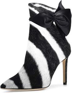 Женские ботильоны YDN с заостренным носком, бантом и высокой шпилькой, с боковой молнией, для вечеринок и танцев, размеры 4-15 US, Zebra
