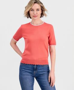 Женский свитер с короткими рукавами и круглым вырезом, отделанный фестончатым краем Nautica Jeans, Coralie Mlt