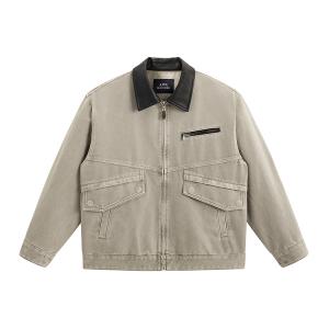 Повседневная куртка в стиле амбара с цветными блоками для мужчин PEACEBIRD MEN, хаки 1