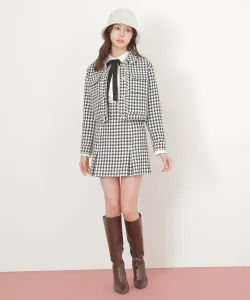 Облегающая мини-юбка из твида с узором «гусиная лапка» Jill By Jill Stuart, цвет Black 1