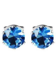 Adeliás Серьги унисекс - серьги-гвоздики из нержавеющей стали с кубическим цирконием в серебряной оправе