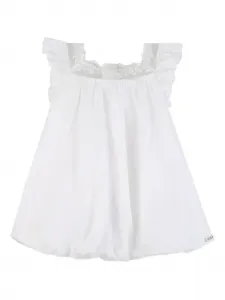 Платье с оборками и кружевом Chloé Kids, белый