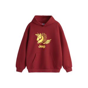 Толстовка с капюшоном утепленная для школьников Jeep, christmas красный