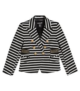 Полосатый пиджак Balmain Kids, черный