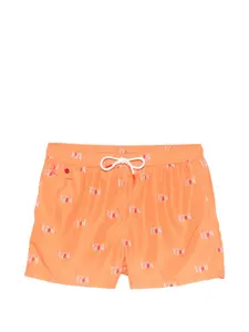 Плавательные шорты с логотипом и регулируемым шнурком Kiton, оранжевый
