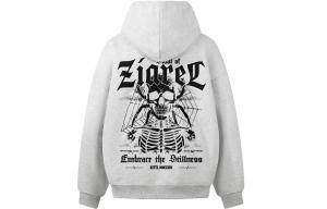 Толстовка Unisex Hooded Moderate Heavyweight ZIAREL, белый heather серый