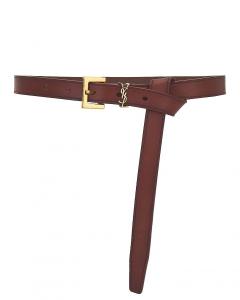 Длинный узкий ремень Cassandre Saint Laurent, цвет Dark Brown Chocolate & Brown Chocolate