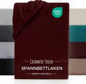 Простыня на резинке Cashmere Touch 200x200 см, теплая зимняя простыня Бордо