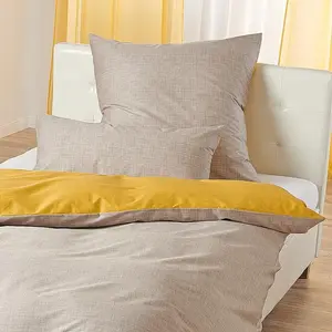 Двустороннее постельное белье Dream Sleep Mako-Satin, текстура 200x220 см + 2 x 40x80 см, горчичный Traumschlaf