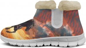 Женские зимние ботинки Howilath с принтом дельфинов, сапоги для снега, пушистые ботинки с противоскользящей подошвой, ботильоны на молнии, Western Horse