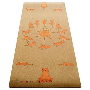 ACHAMANA Детский пробковый коврик для йоги, комфорт и сцепление, 6 мм x 61 см x 1,51 м, Cat Yogis
