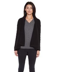 Женский кардиган из 100% чистого кашемира, четырехслойная вязка косами, с драпировкой спереди JENNIE LIU, Black