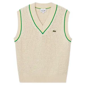 Майка Logo patch Vest LACOSTE, бежевый/зеленый
