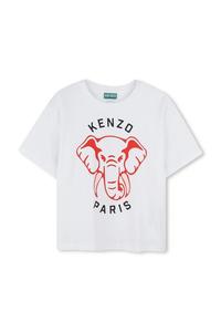 Хлопковая футболка детская Kenzo Kids, белый